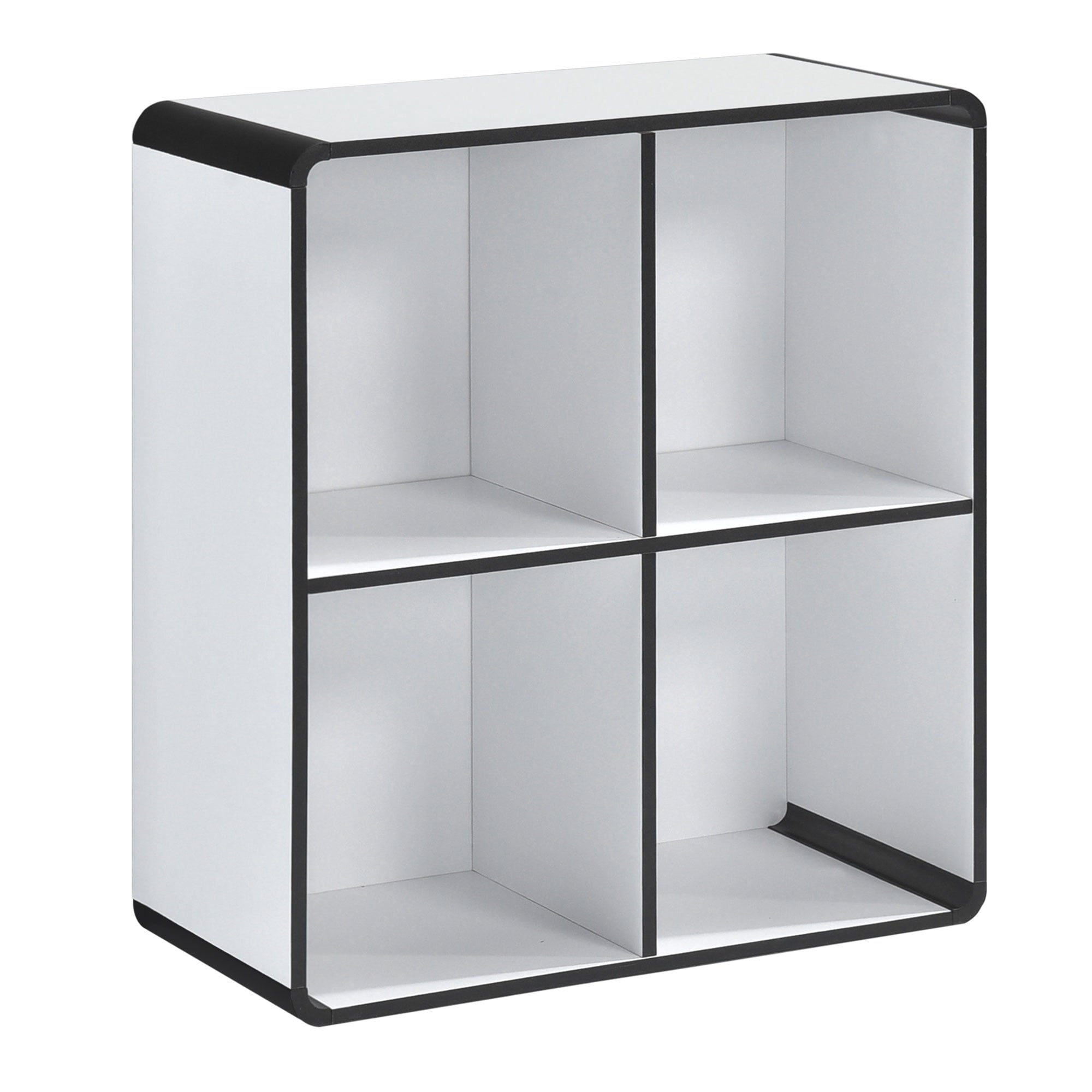 Kings Brand Furniture Dothan Wood 4-Cubed Open Bookcase - Storage Shelf Organizer Bookshelf, White