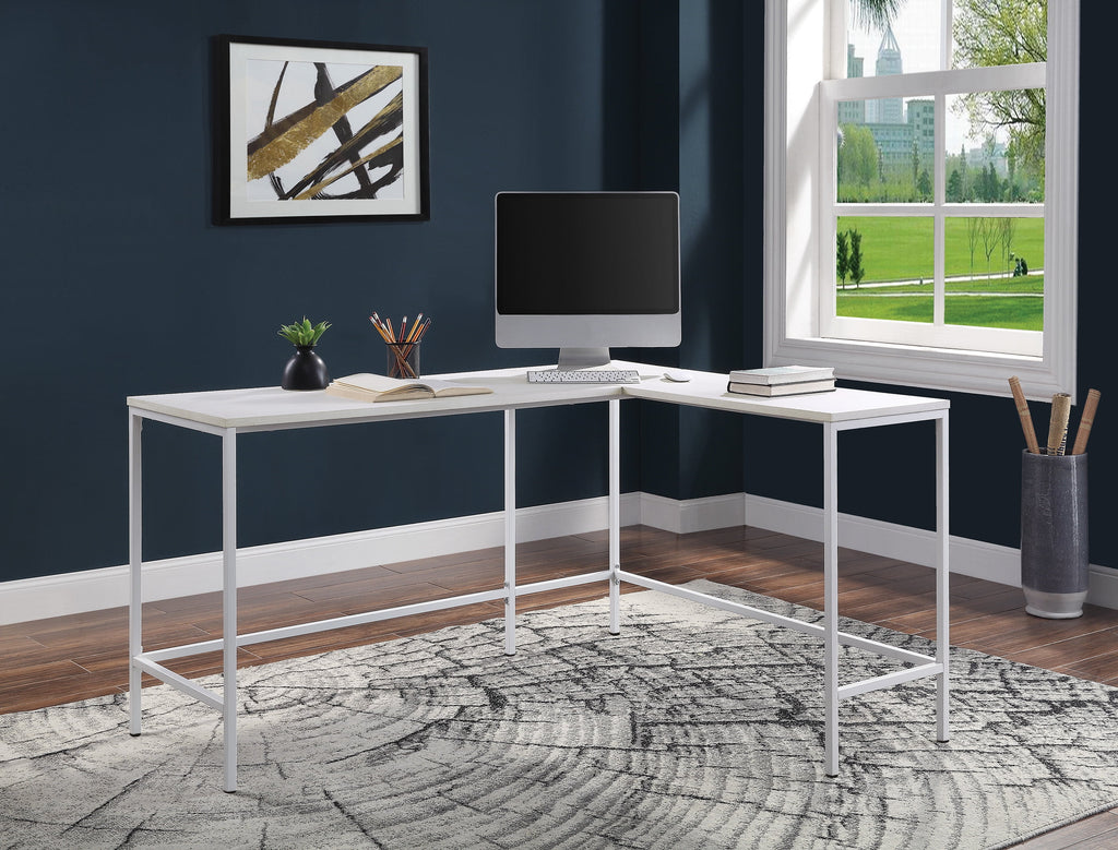 OSP Home Furnishings Contempo L-shaped Desk in White Oak Finish
