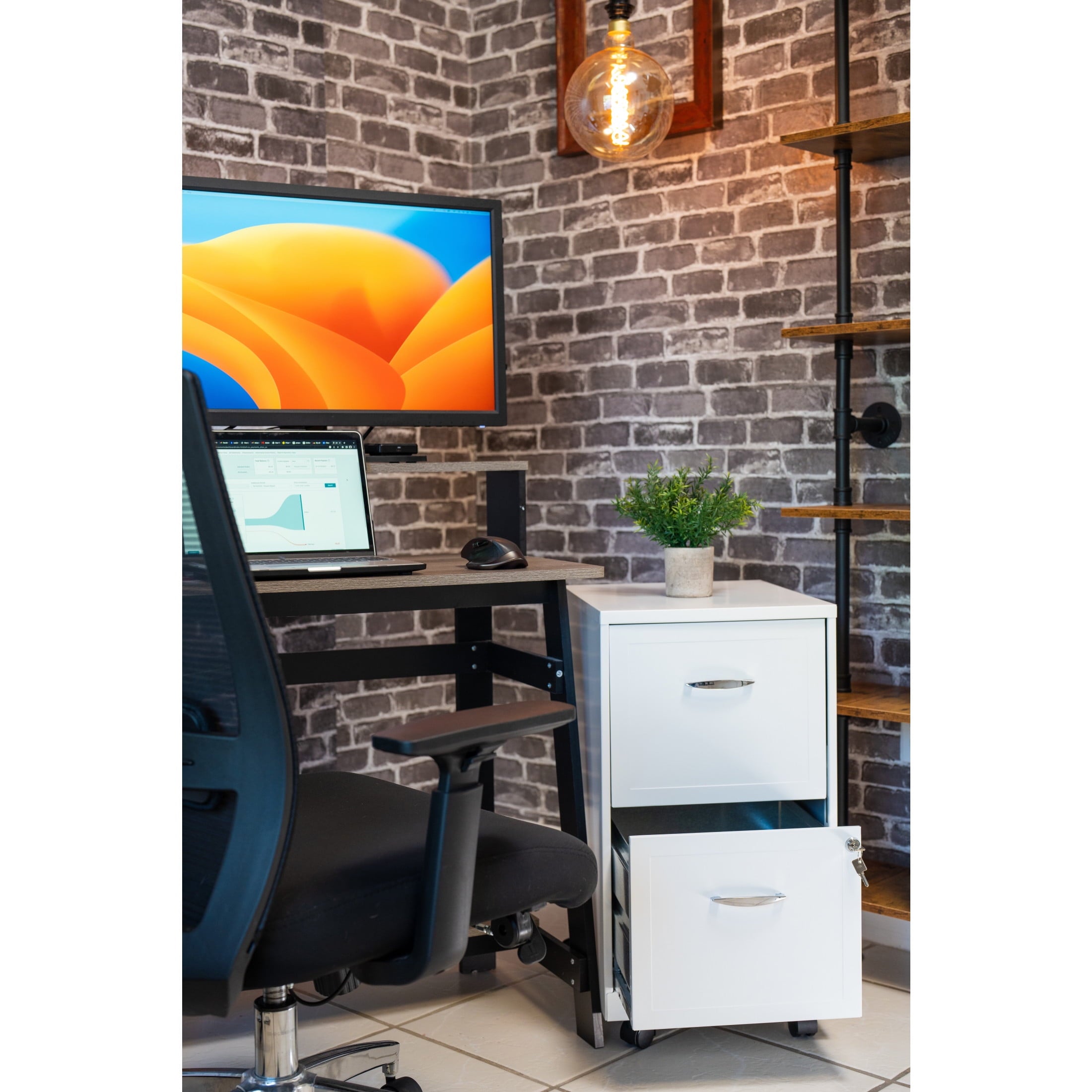 Space Solutions 18" Deep 2 Drawer Mobile Letter Width Vertical File Cabinet, White