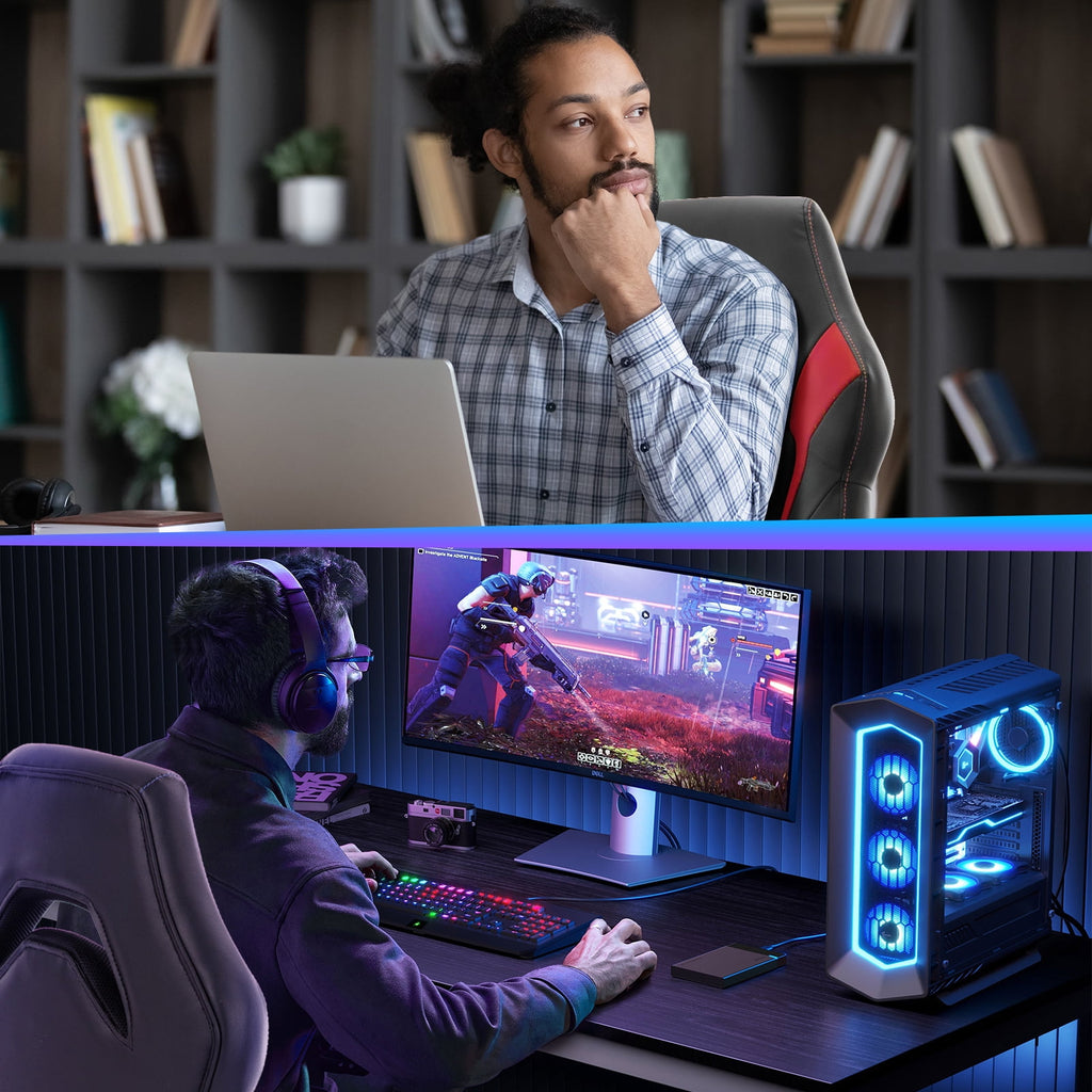 edx Gaming Chair, Computer Chair Ergonomic Office Chair PU Leather Desk Chair Executive Adjustable Swivel Task Chair with Flip-up Armrest