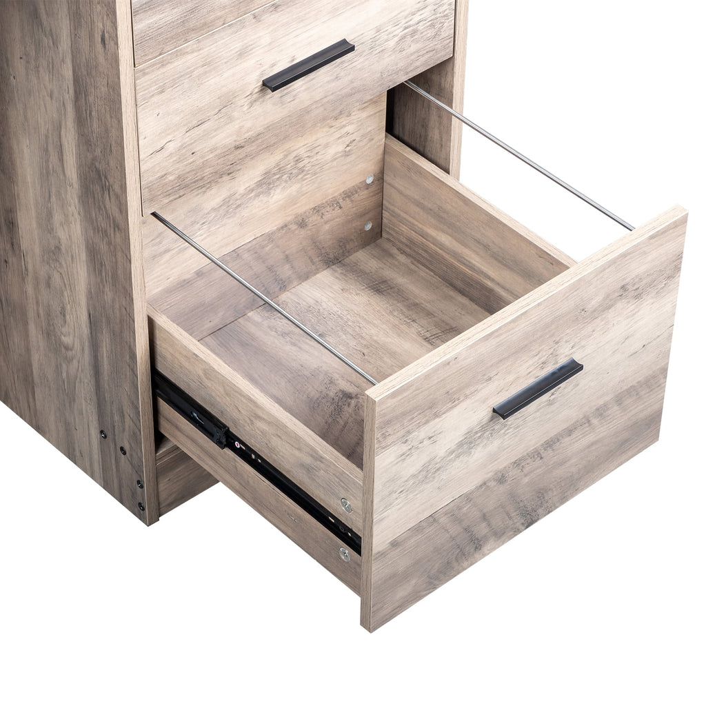 Ktaxon Wood Computer Desk Office Laptop PC Work Table, Writing Desk with 3 Drawers File Cabinet for Letter Size,Gray