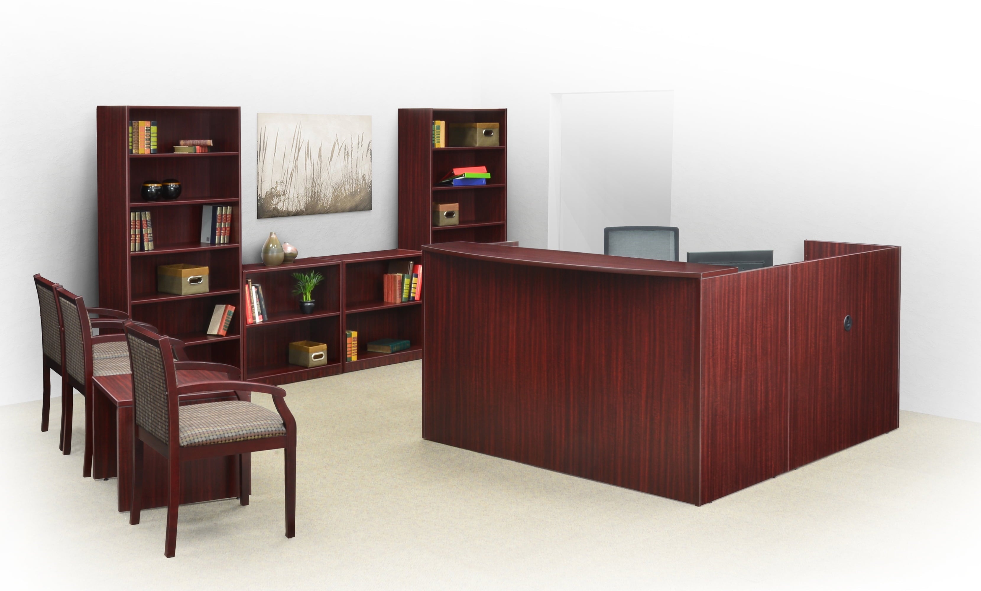 Regency Legacy Double Full Pedestal Reception Desk- Mahogany