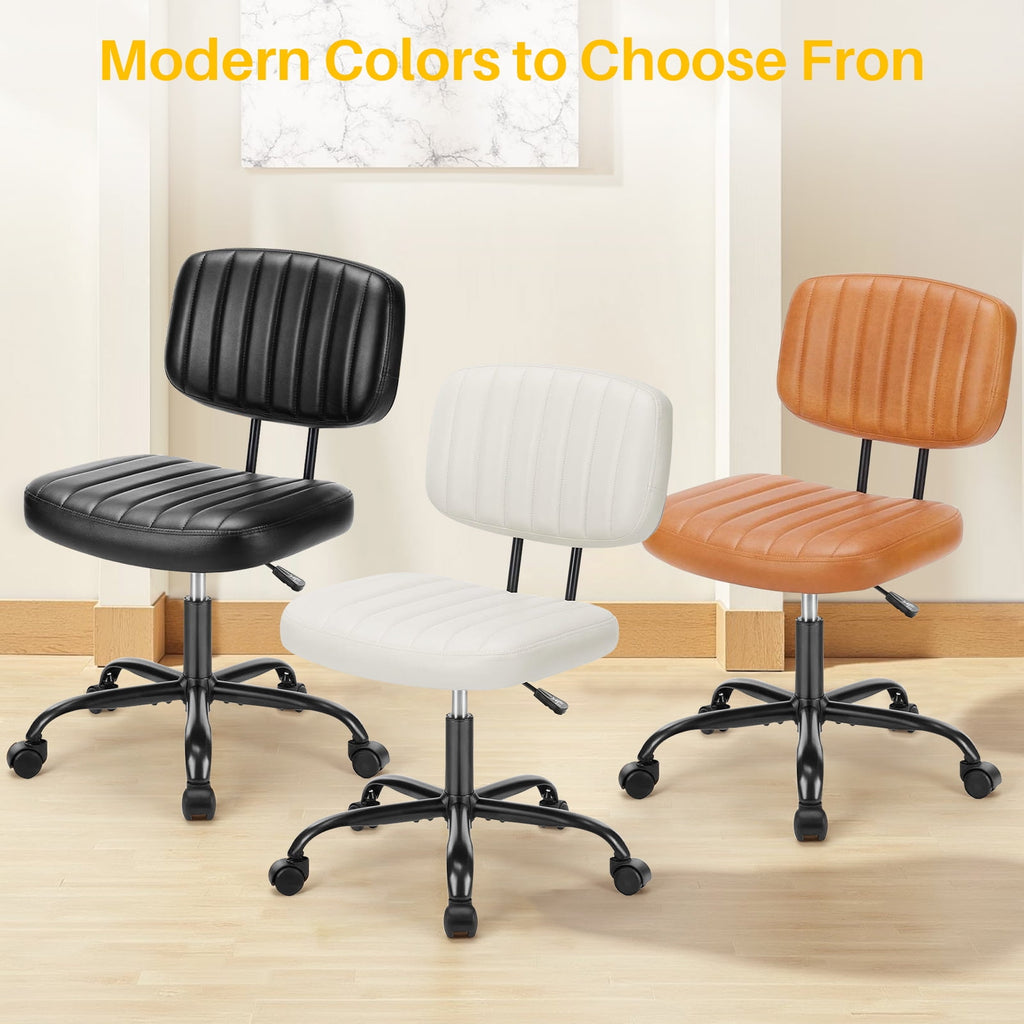 Cute Task Chair, Adjustable Armless Activity Chair with Wheels, Comfy Low Back Swivel Desk Chair, Black