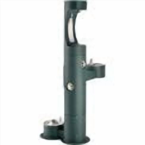 Elkay Tri-Level Outdoor Pedestal Tubular W/Pet Fountain, Upper Water Refilling Station