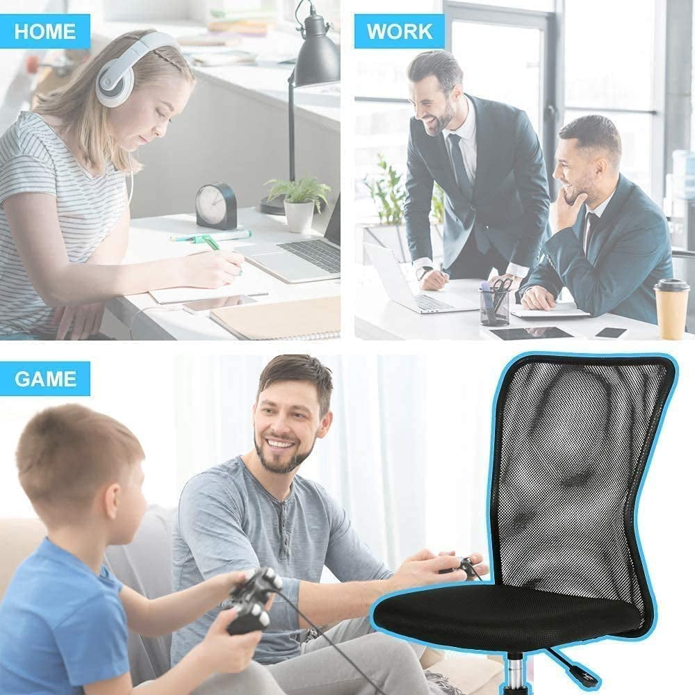 Armless Office Chair  Cheap Desk Chair with Wheels Mid Back Task Chairs Adjustable Small Mesh Computer Chair for Home Office, Black