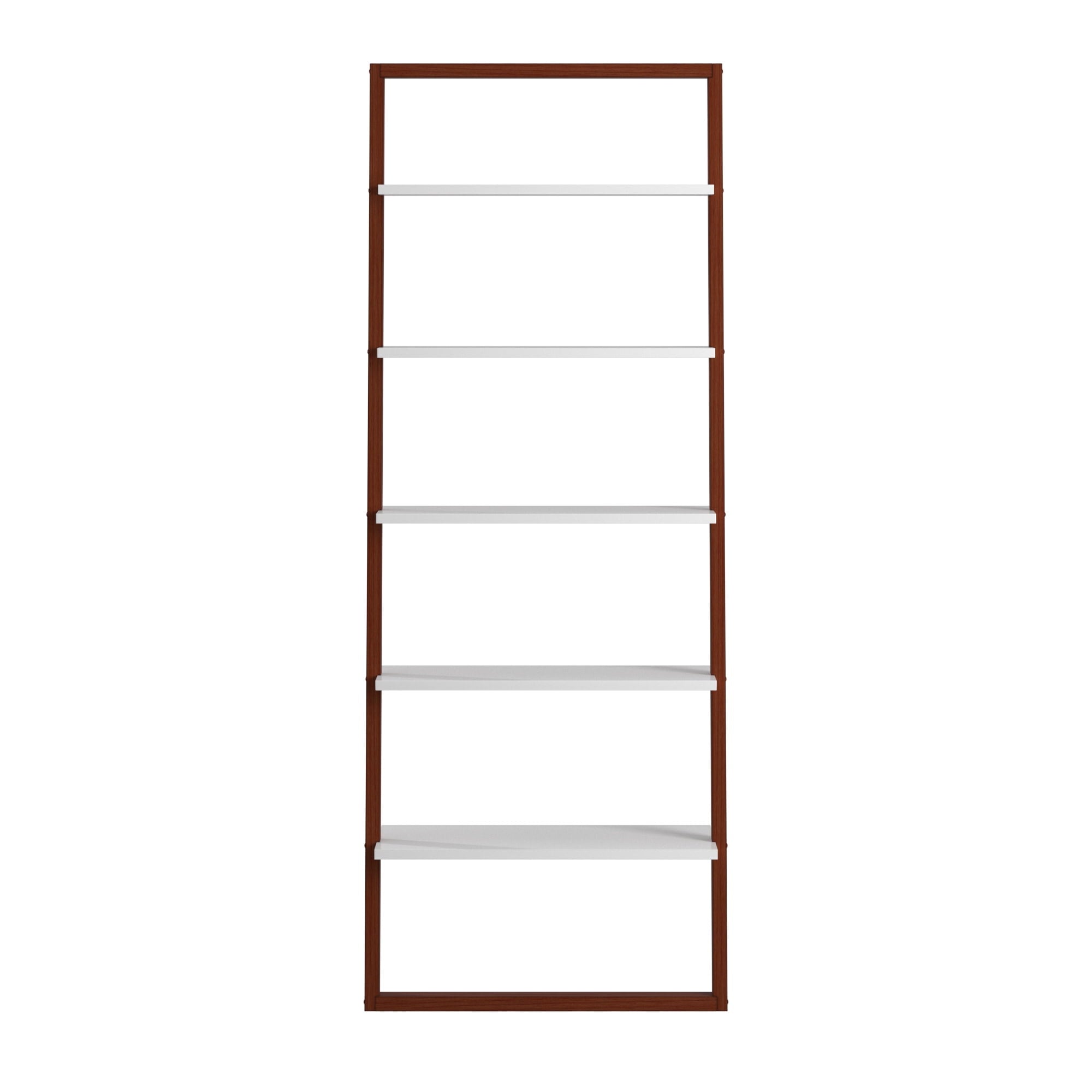 Weston Home Oliver Two-Tone 5-Shelf Leaning Ladder Bookcase, Espresso and White Finish