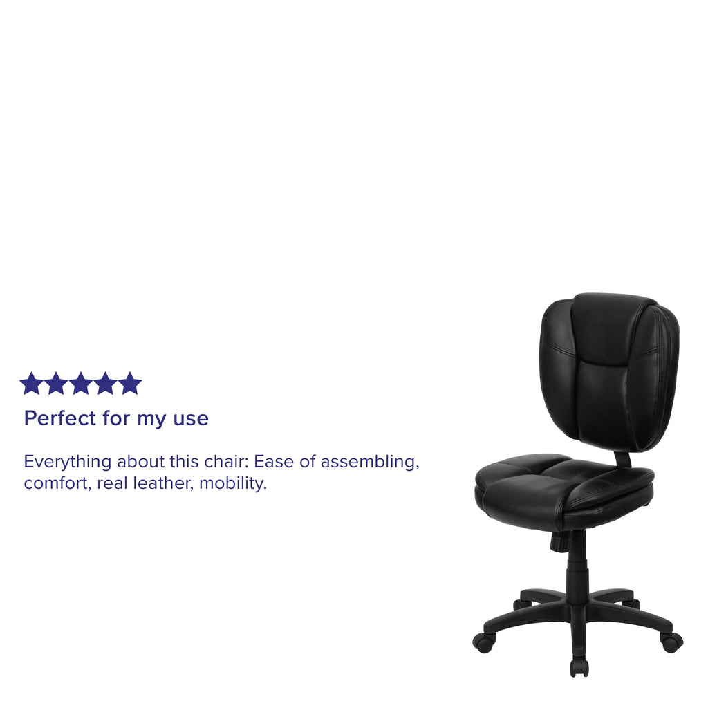Flash Furniture Mid-Back Black LeatherSoft Multifunction Swivel Ergonomic Task Office Chair with Pillow Top Cushioning