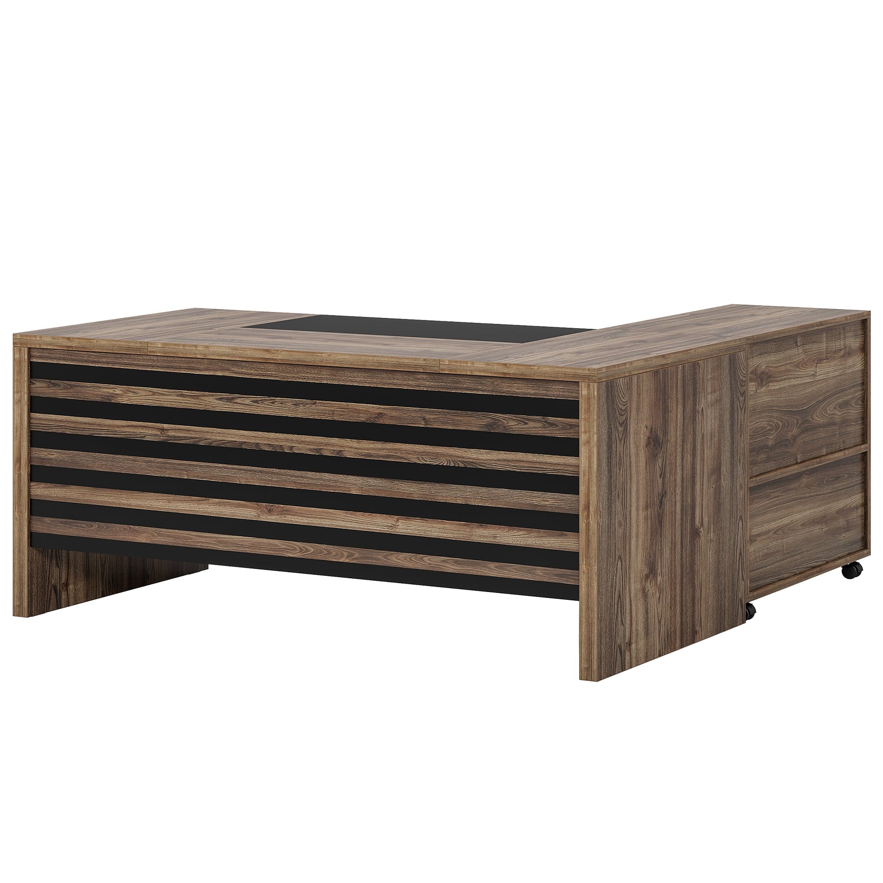 Tribesigns 62.2" Executive Desk with Mobile File Cabinet, L-Shaped Office Desk with Storage Shelves, Large Computer Desk Business Workstation Set for Home Office, Gray