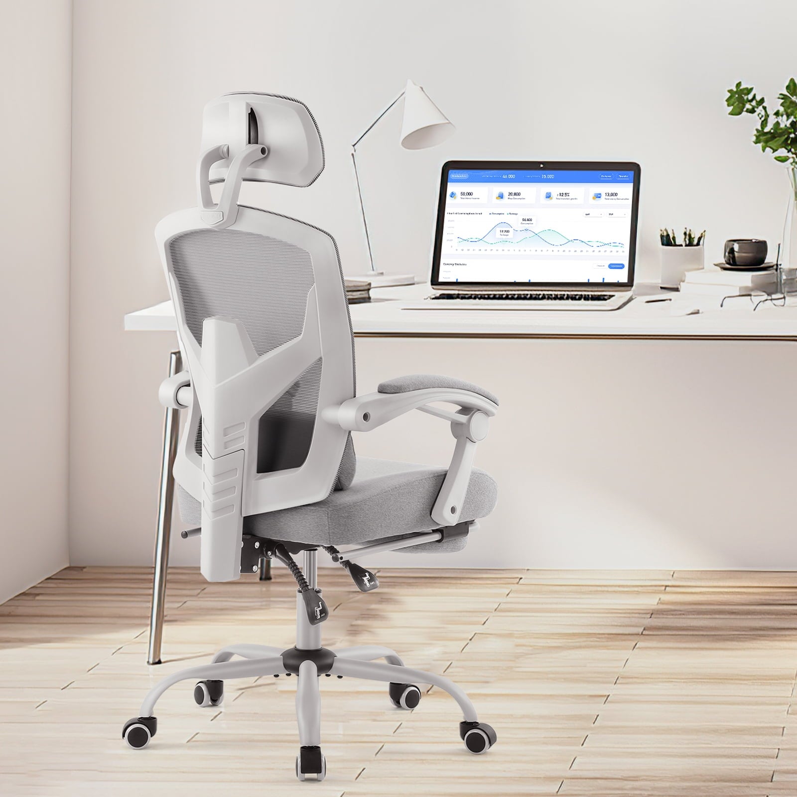 CONCETTA Mesh High Back Ergonomic Office Chair with Lumbar Support - Grey