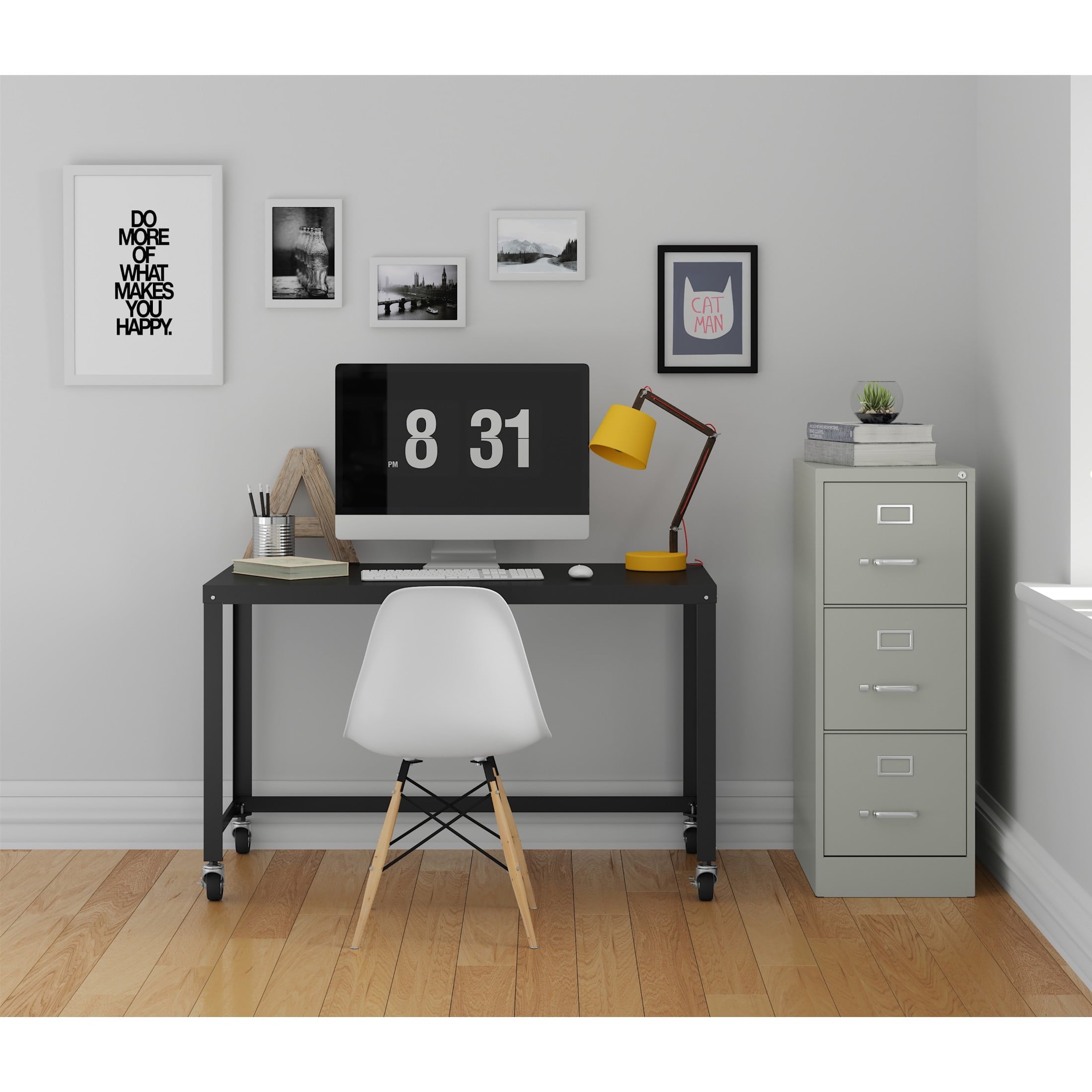 Hirsh 22" Deep 3 Drawer Letter Width Vertical File Cabinet, Commercial Grade, Gray