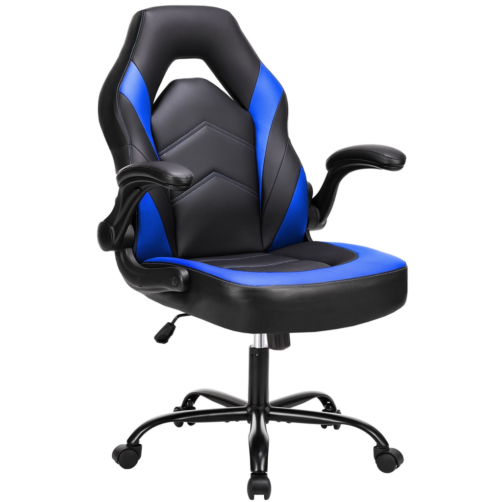 edx Gaming Chair, Computer Chair Ergonomic Office Chair PU Leather Desk Chair Executive Adjustable Swivel Task Chair with Flip-up Armrest