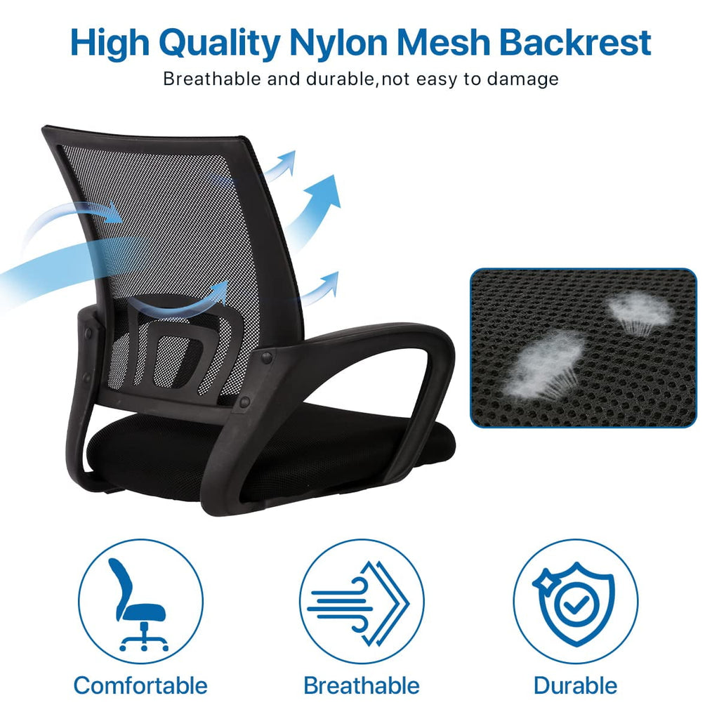 NiamVelo Mesh Office Chair, Mid-Back Home Office Chair Adjustable Ergonomic Desk Chair with Armrest, Rolling Swivel Chair for Adults, Black