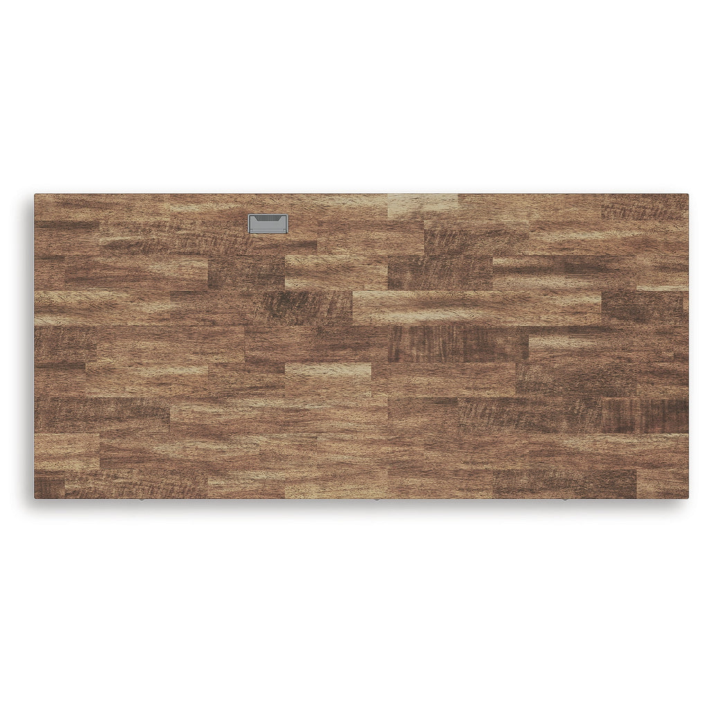 Signature Design by Ashley Wildenauer Home Office Desk - Rich Brown Butcher Block Top with Satin Black Base